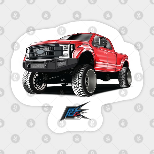 ford f250 hd truck red Sticker by naquash